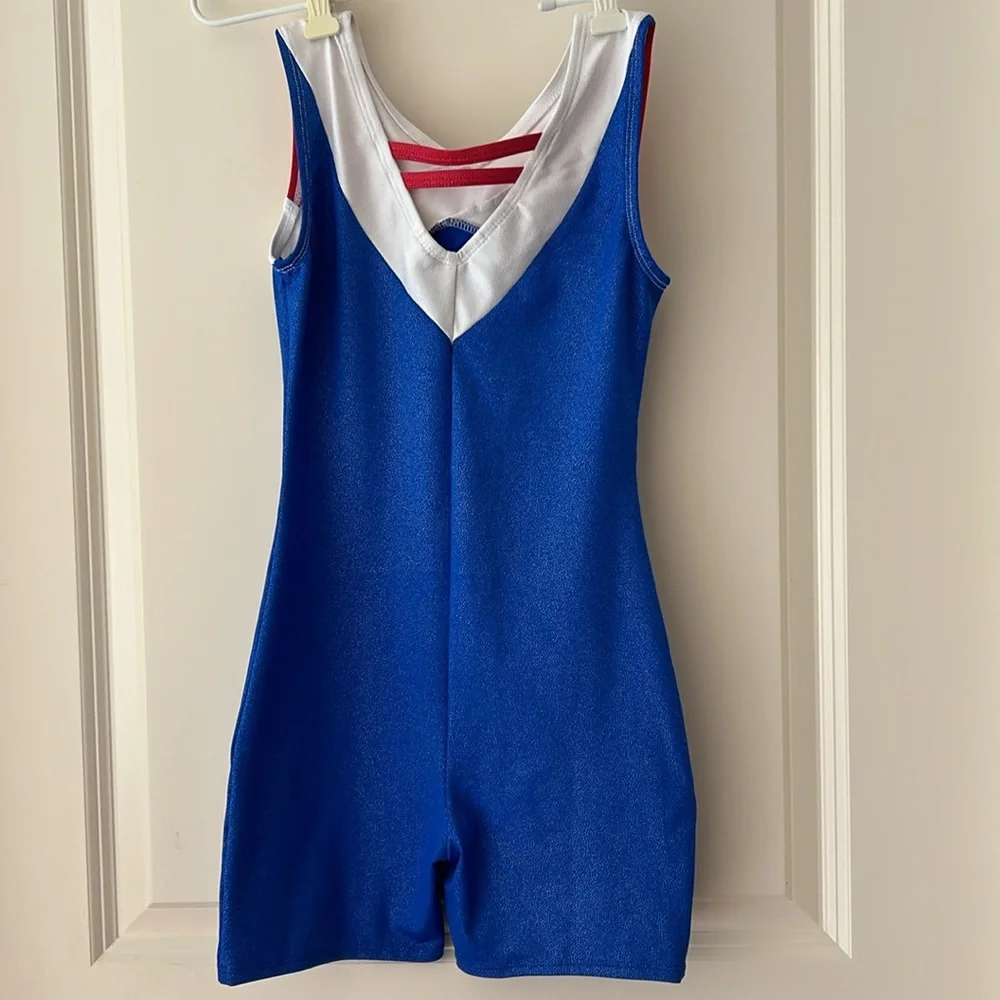 NWOT Danskin Freestyle USA colors Dance/Gymnastics Leotard one piece size 10/12